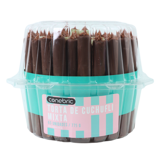 Torta mixta cuchuflies rellenos y bañados X 65 Un.
