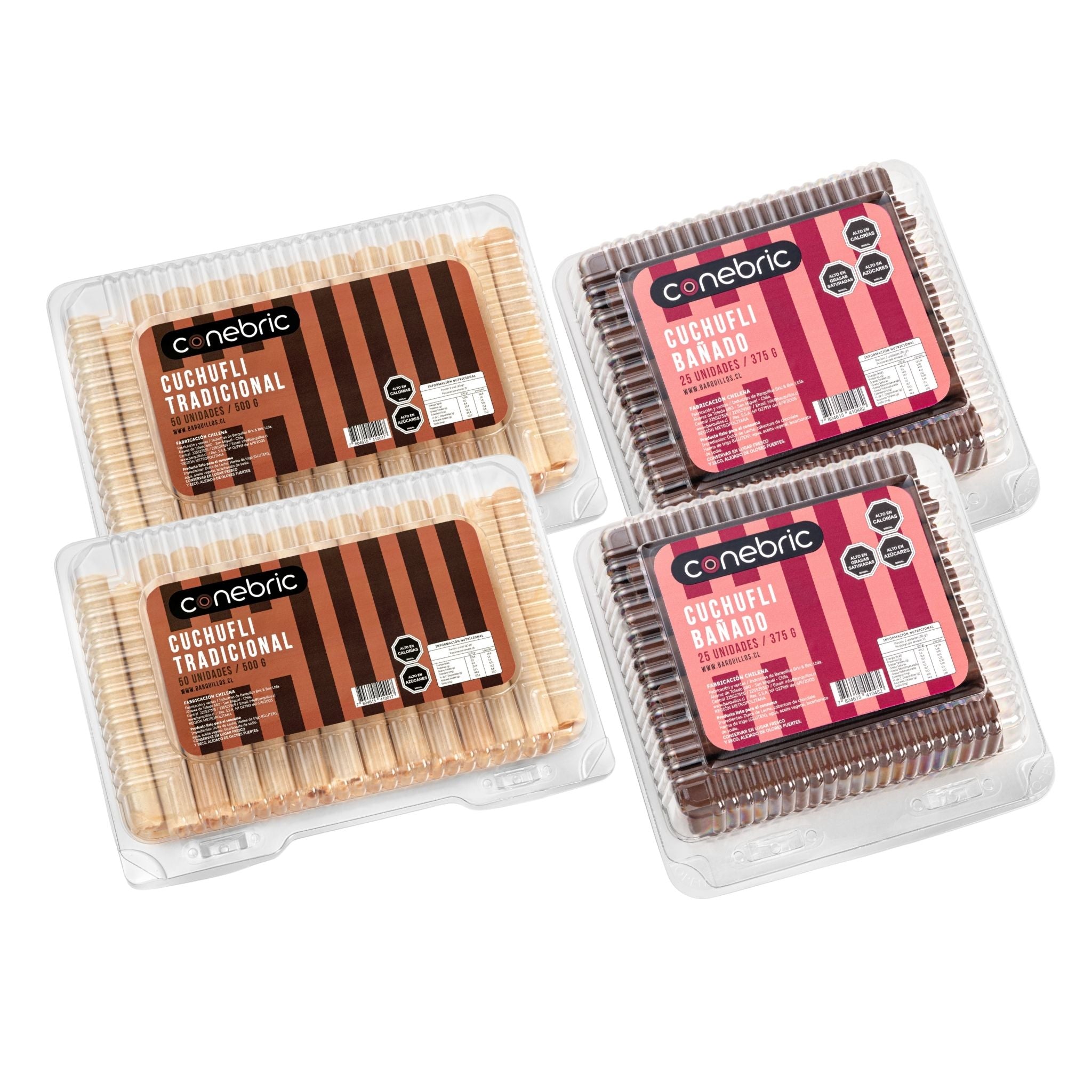 Pack 4x3 Mix 2 Cuchufli Tradicional + 2 Bañados